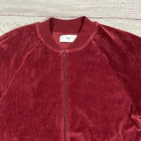 Aritzia TNA Red Velour Zip Front Track Jacket - Picture 8 of 11